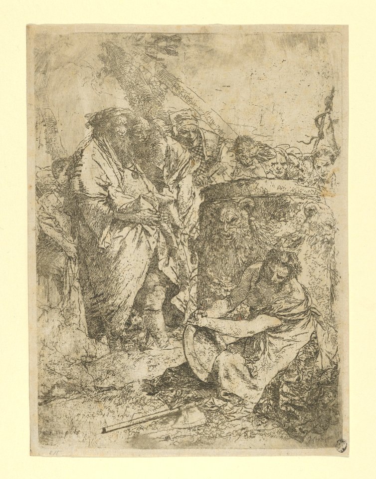Woman kneeling in front of Magicians and other Figures, from the Scherzi MET DP854151