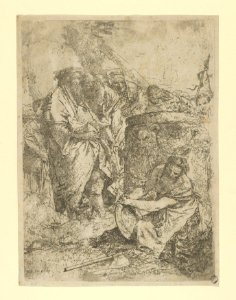 Woman kneeling in front of Magicians and other Figures, from the Scherzi MET DP854151