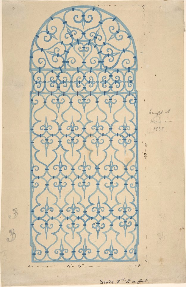 Wrought Iron Gate Design (recto), Sketches for Bracket (verso) MET DP806786