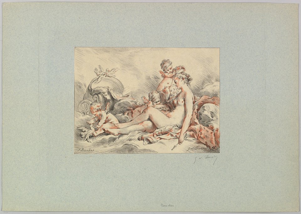 Woman Seated Holding an Arrow and Four Putti (Venus Holiding Cupid's Arrow with a Quiver by Her Side) MET DP826637
