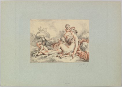 Woman Seated Holding an Arrow and Four Putti (Venus Holiding Cupid's Arrow with a Quiver by Her Side) MET DP826637