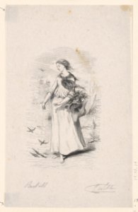 Woman Feeding Birds, Holding a Basket MET DP874407