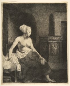 Woman Sitting Half-Dressed beside a Stove MET DP814969