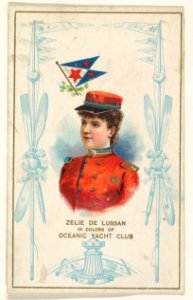 Zelie de Lussan in Colors of Oceanic Yacht Club, from the Yacht Colors of the World series (N140) issued by Duke Sons & Co. to promote Honest Long Cut Tobacco MET DP865788