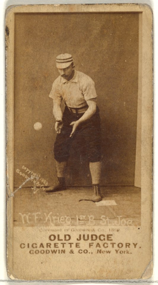 William Frederick "Bill" Krieg, 1st Base, St. Joseph Clay Eaters, from the Old Judge series (N172) for Old Judge Cigarettes MET DP846157