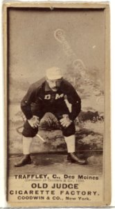 William Franklin "Bill" Traffley, Catcher, Des Moines Prohibitionists, from the Old Judge series (N172) for Old Judge Cigarettes MET DP846418