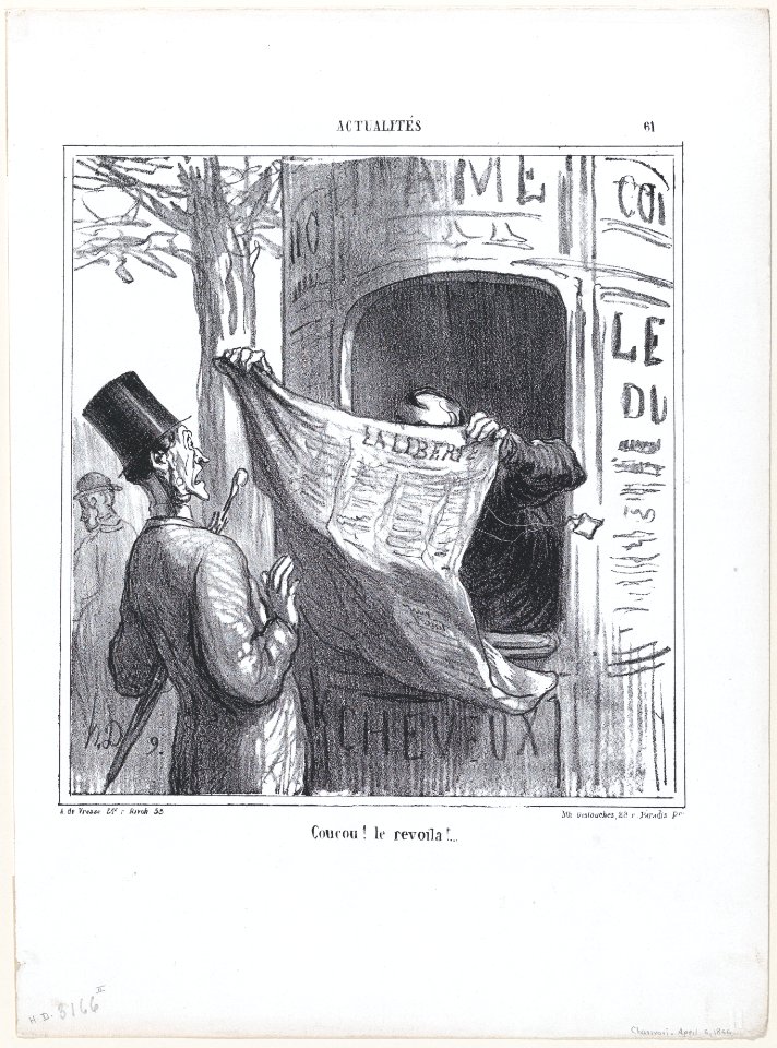Yoohoo! here it is again!, from 'News of the day,' published in Le Charivari, April 6, 1866 MET DP877439