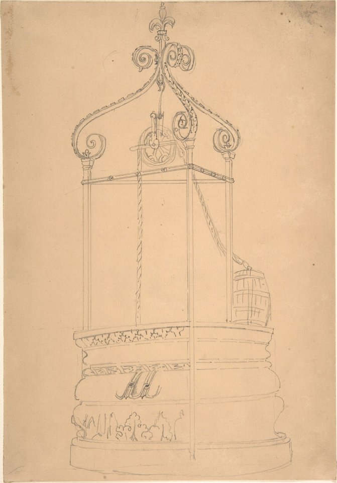 Well with Wrought Iron Cap and Stone Base MET DP806785