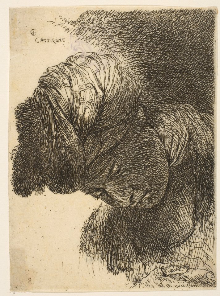 Young Man with His Head Lowered, Wearing a Turban, Facing Left, from Studies of Small Heads in Oriental Headdress MET DP816640