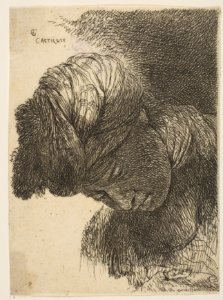 Young Man with His Head Lowered, Wearing a Turban, Facing Left, from Studies of Small Heads in Oriental Headdress MET DP816640