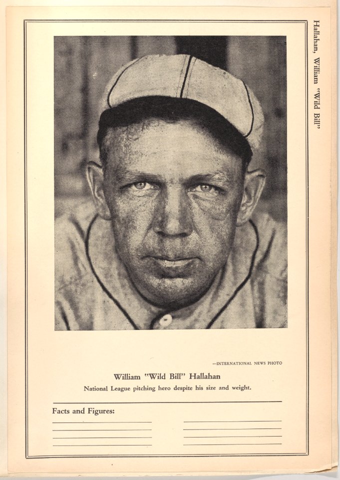 William "Wild Bill" Hallahan from Sports Exchange All-Stars trade cards (W603) MET DPB882287