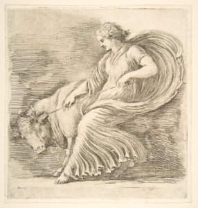 Young Woman Trying to Stop a Bull MET DP817549