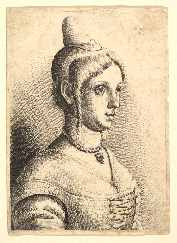Young woman with a conical hat to right MET DP823760