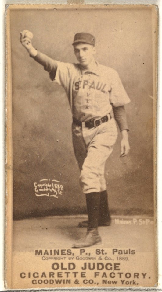 Willard Eben Mains, Pitcher, St. Paul Apostles, from the Old Judge series (N172) for Old Judge Cigarettes MET DP846365