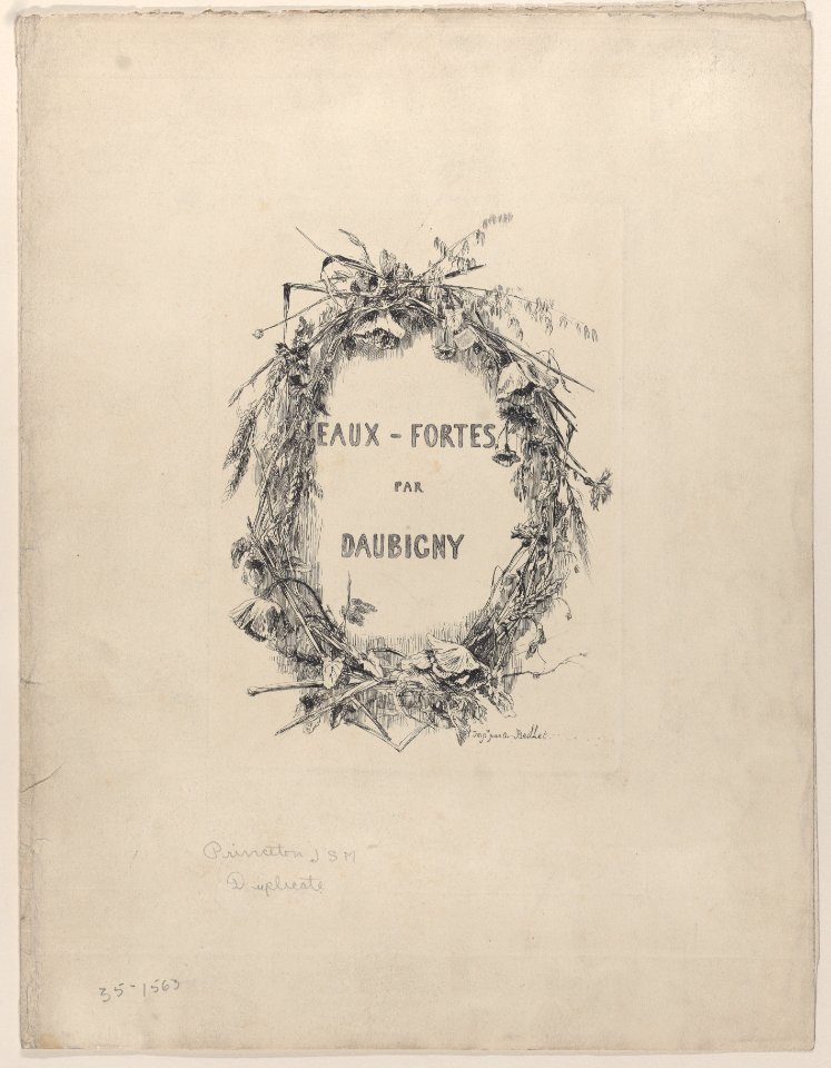Wreath of Wildflowers, title for "Eaux-Fortes par Daubigny" Met DP884914
