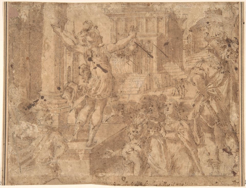 Young Soldier Showing a Head to the Populace (David?) MET DP801776