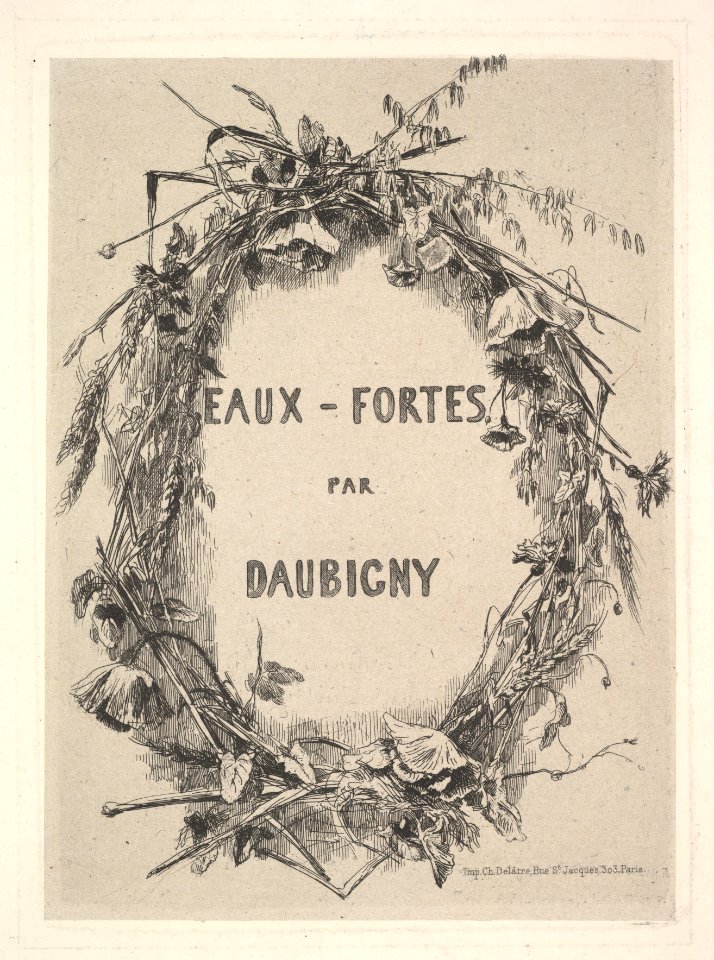 Wreath of Wildflowers, title for "Eaux-Fortes par Daubigny" MET DP822237