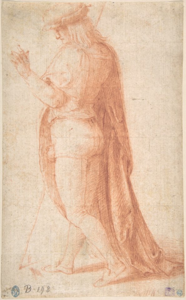 Young Man Standing in Profile Facing Left (recto); Sketch of Two Capitals (verso) MET DP807800