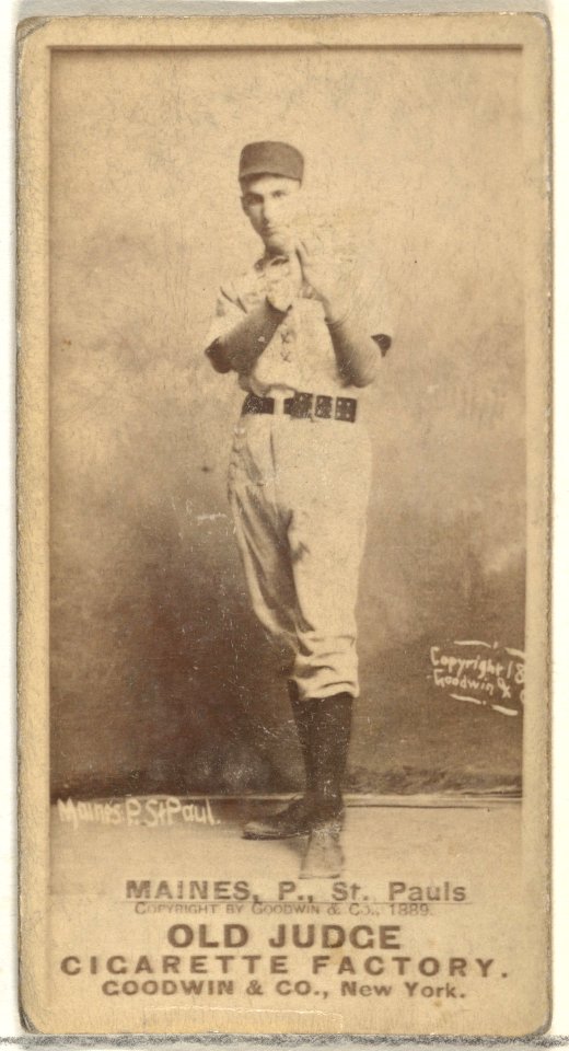 Willard Eben Mains, Pitcher, St. Paul Apostles, from the Old Judge series (N172) for Old Judge Cigarettes MET DP846364