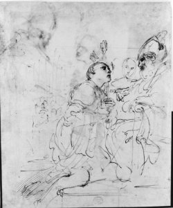 Youth Kneeling before a Prelate (recto); Another Study of a Youth Kneeling before a Prelate (verso) MET 176585