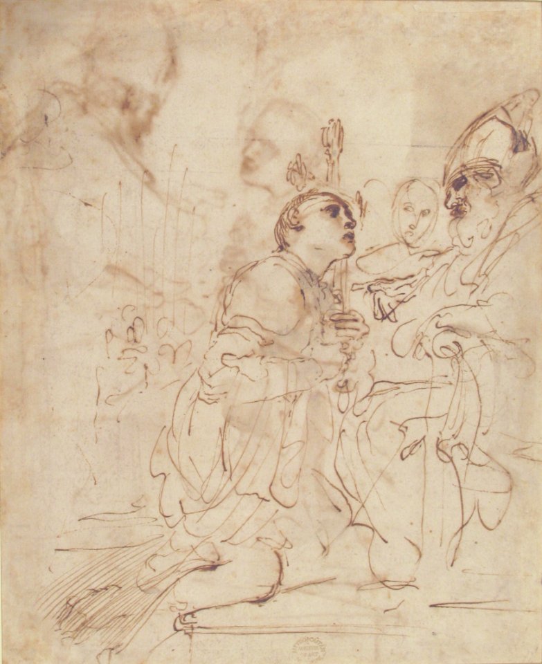 Youth Kneeling before a Prelate (recto); Another Study of a Youth Kneeling before a Prelate (verso) MET 08.227.29 VERSO