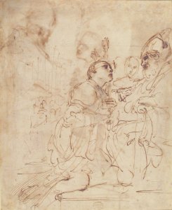 Youth Kneeling before a Prelate (recto); Another Study of a Youth Kneeling before a Prelate (verso) MET 08.227.29 VERSO