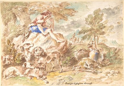 Young Hunter with His Dogs in a Landscape MET DP809039