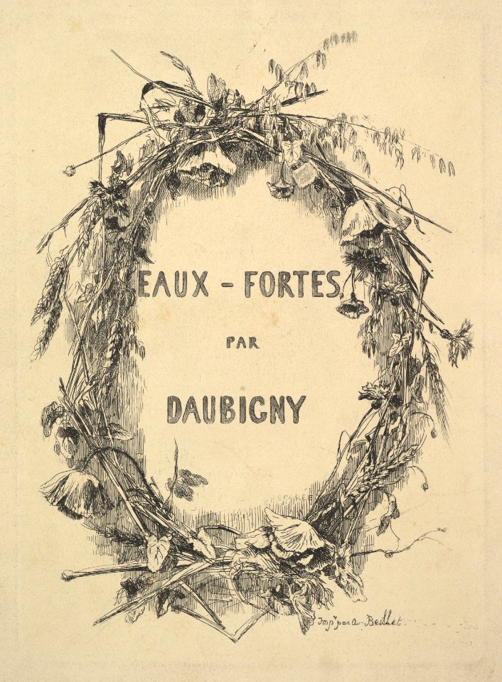 Wreath of Wildflowers, title for "Eaux-Fortes par Daubigny" MET DP822231