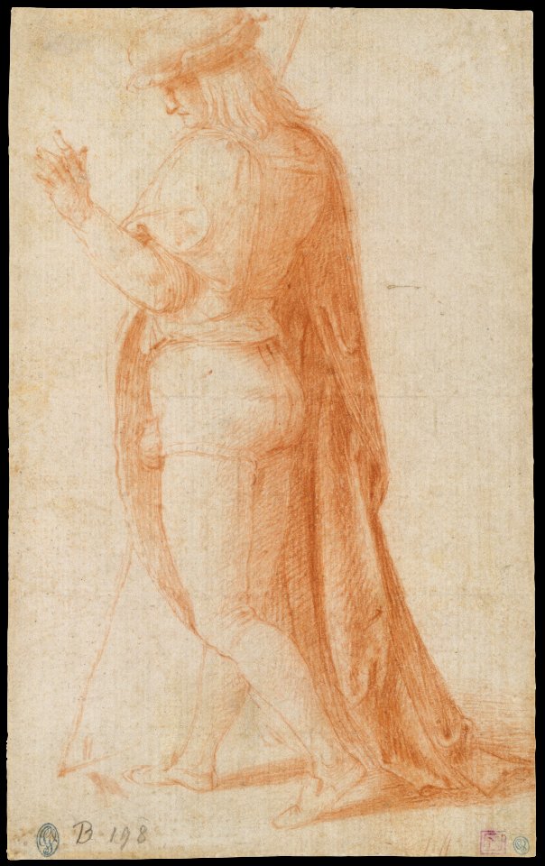 Young Man Standing in Profile Facing Left (recto); Sketch of Two Capitals (verso) MET DT4504