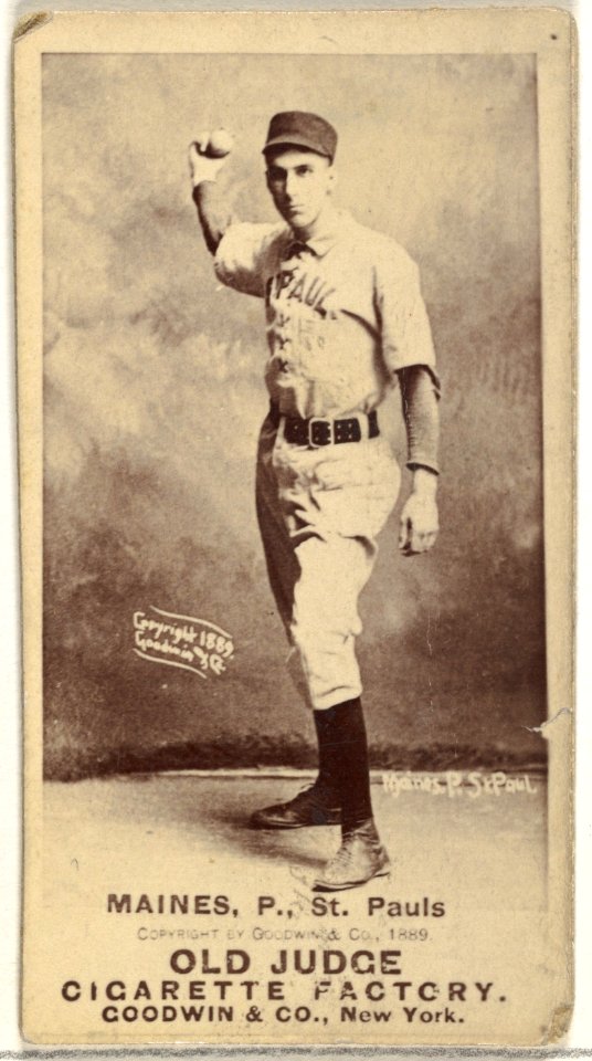 Willard Eben Mains, Pitcher, St. Paul Apostles, from the Old Judge series (N172) for Old Judge Cigarettes MET DP846366