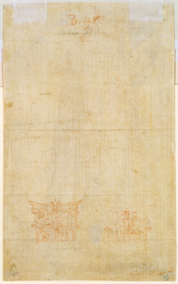 Young Man Standing in Profile Facing Left (recto); Sketch of Two Capitals (verso) MET DT4505
