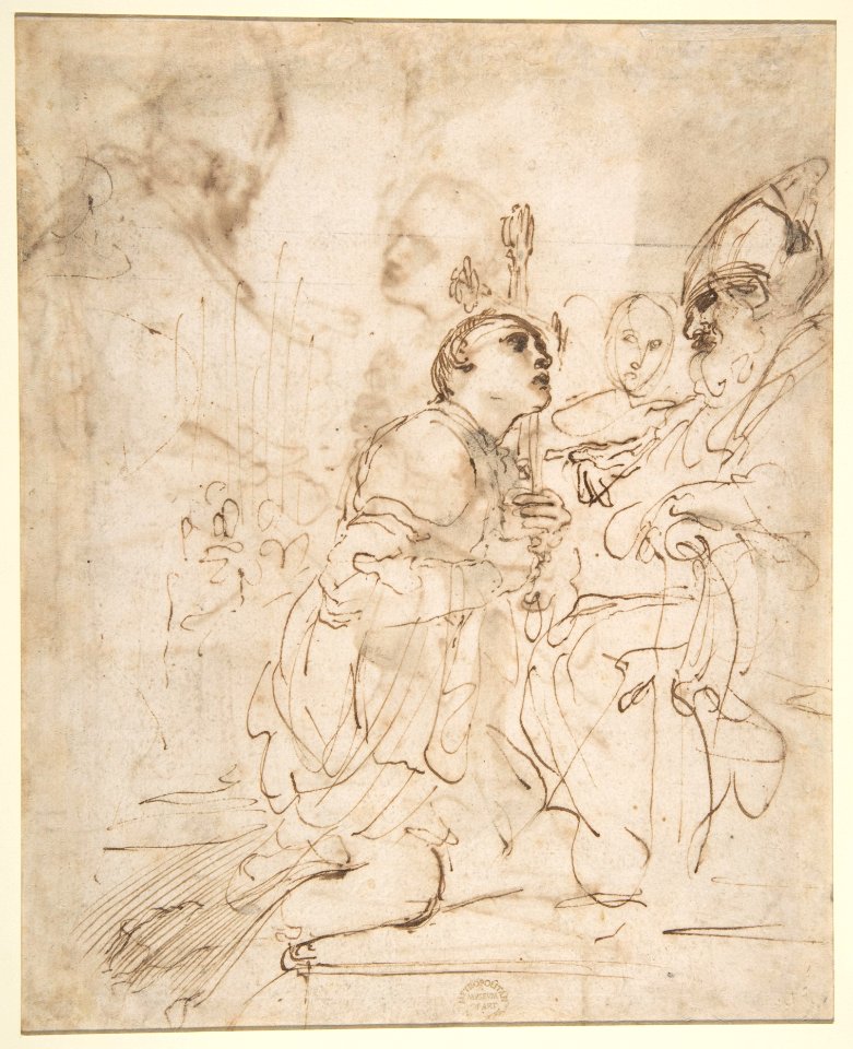 Youth Kneeling before a Prelate (recto); Another Study of a Youth Kneeling before a Prelate (verso) MET DP810419