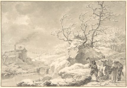 Winter Landscape with Peasants Gathering and Chopping Wood MET DP800187