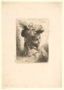 Young Man Facing Three Quaters Right Wearing a Fur Headdress With a Plume, Jewel and a Headband MET DP816401
