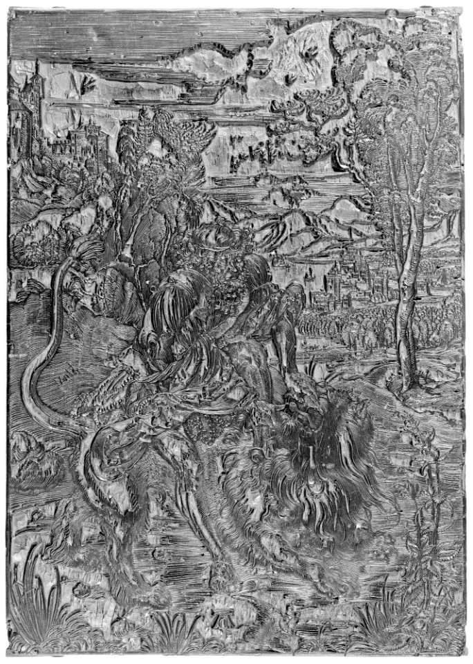 Woodblock for Samson Rending the Lion MET MM30202