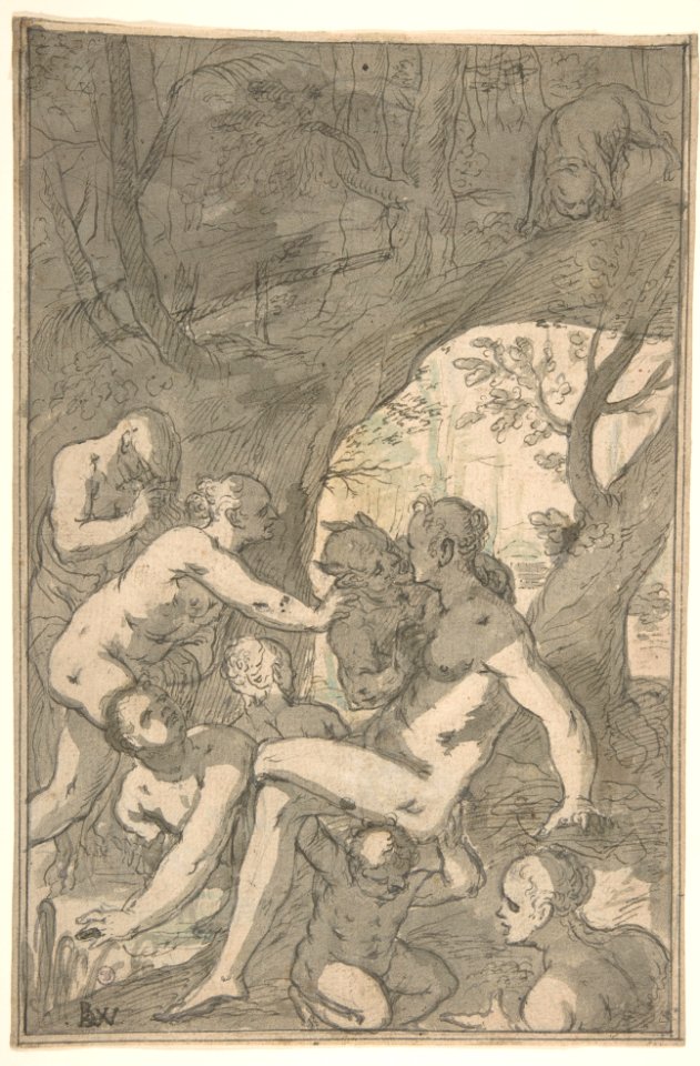Women Bathing in a Wood, Surprised by a Satyr MET DP802943
