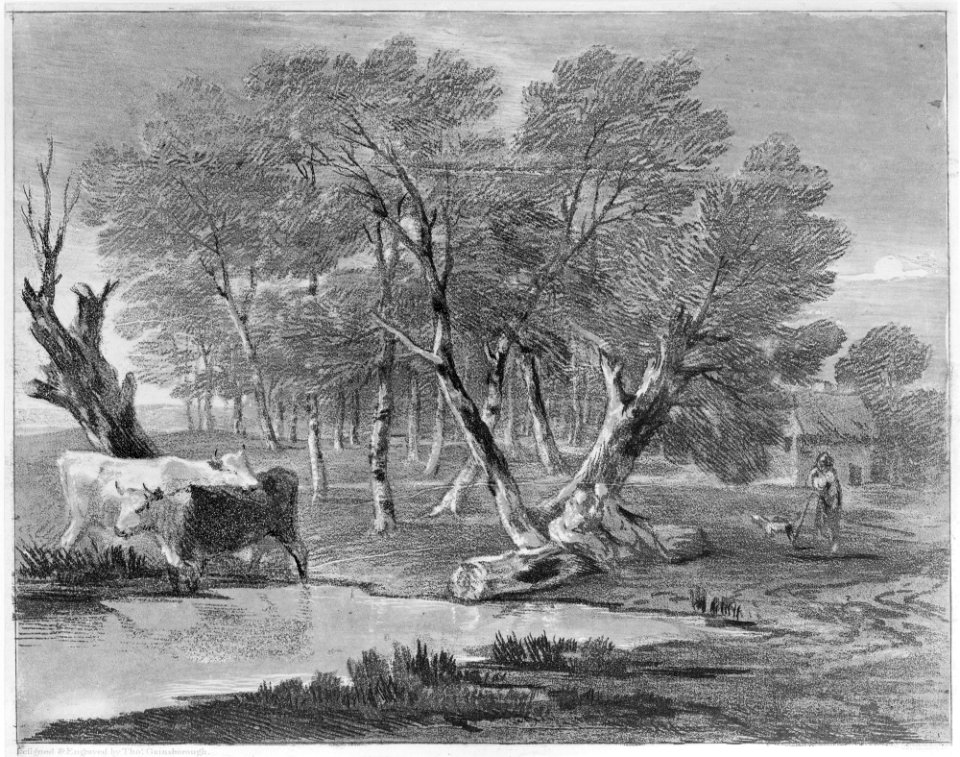 Wooded Landscape with Cows beside a Pool, Figures and Cottage MET MM15898