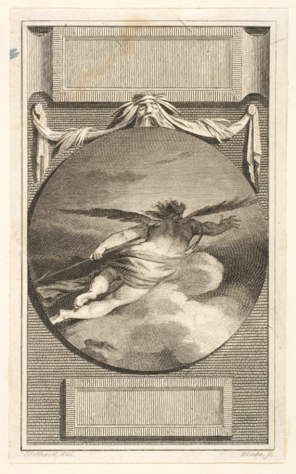 Winged Figure Flying Through Clouds MET DP817359
