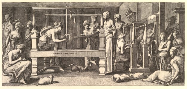 Women spinning, weaving and sewing MET DP824223