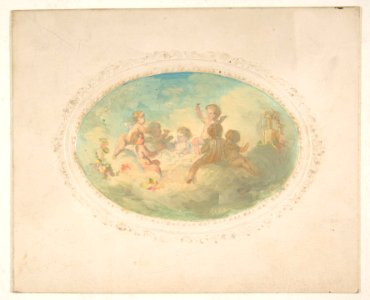 Winged putti at a banquet MET DP811726