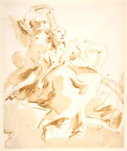Winged Putto Crowning a Seated Woman Who Looks Upward MET DP811886