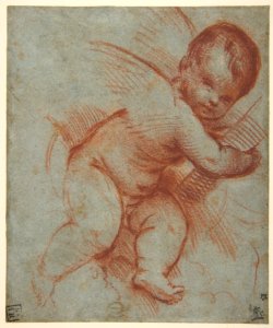 Winged Putto Holding the Base of a Cross MET DP811853