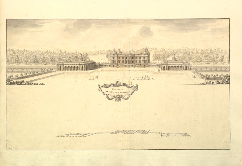 West Front of Houghton Hall in Norfolk, Perspective MET DP829078