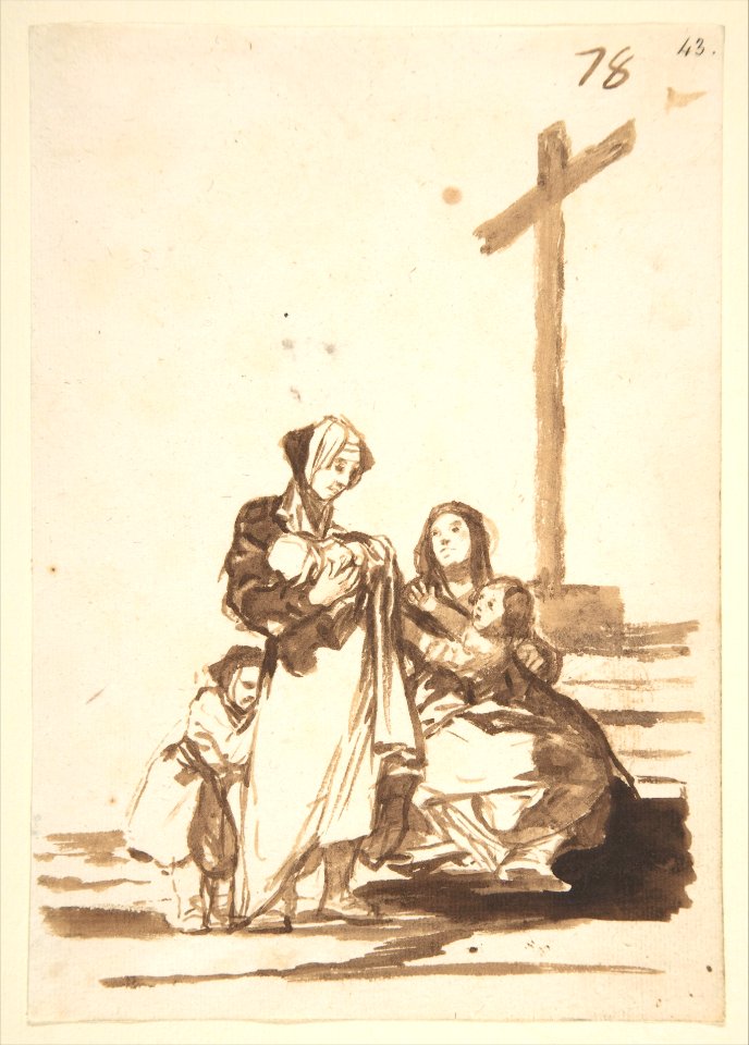 Women with Children by a Wayside Cross, from Images of Spain Album (F), 78 MET DP800223