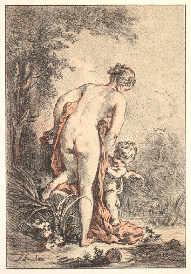 Woman With Drapery and a Putto (Venus and Cupid?) MET DP826400