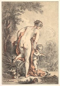 Woman With Drapery and a Putto (Venus and Cupid?) MET DP826400
