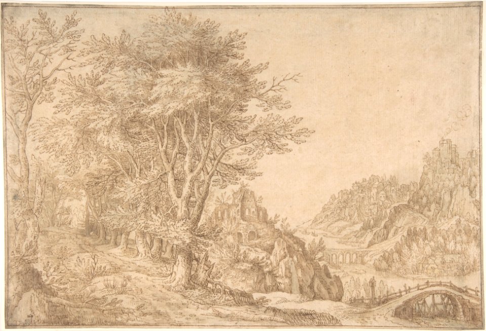 Wooded Landscape with a River, Castle, and Town Beyond MET DP801096