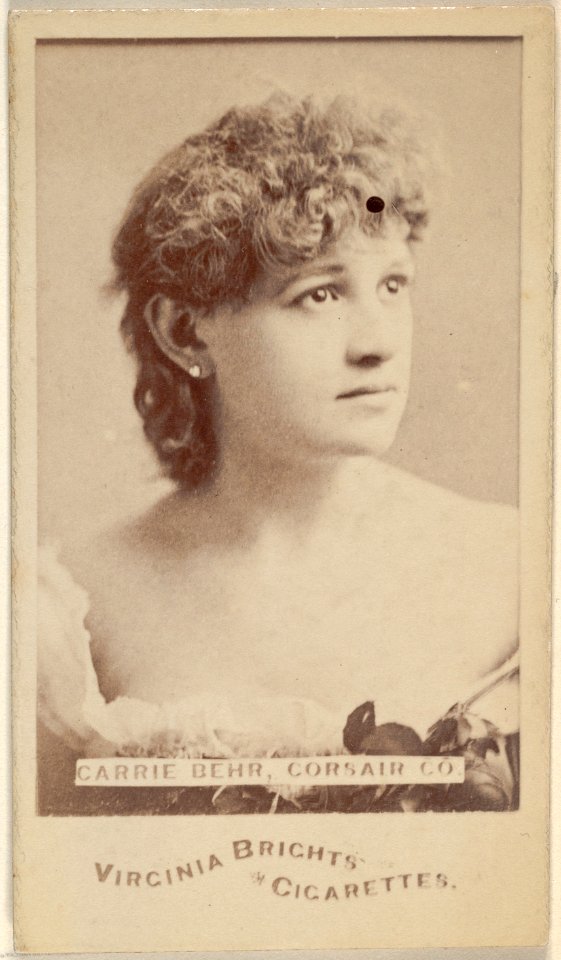 Carrie Behr, Corsair Co., from the Actors and Actresses series (N45, Type 6) for Virginia Brights Cigarettes MET DP831226