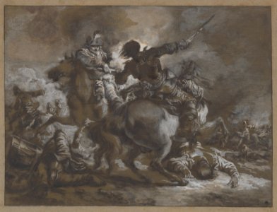 Cavalry Skirmish with a Fallen Drummer at Left MET DP219064