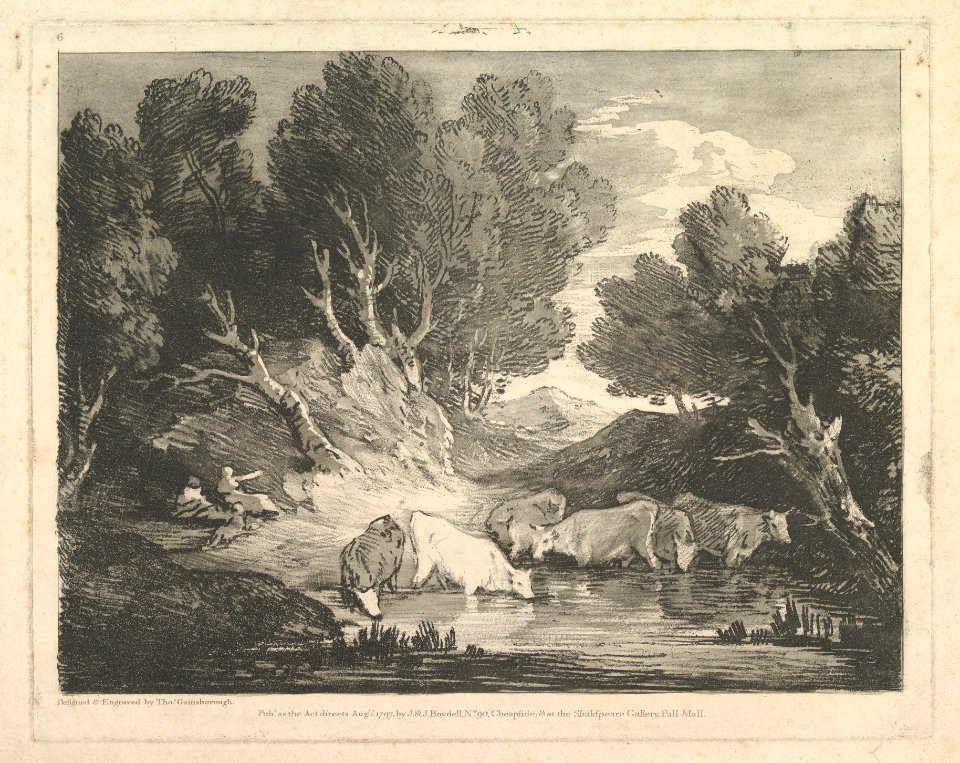 Wooded Landscape with Figures and Cows at a Watering Place (The Watering Place) MET DP819248